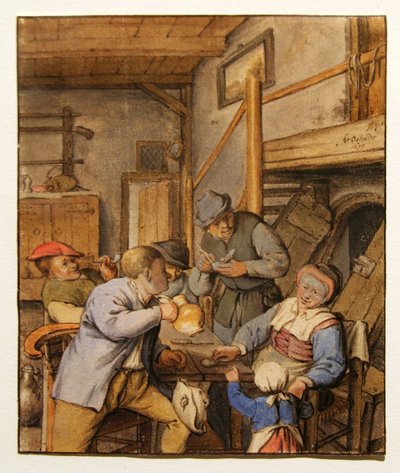 Contadini a un tavolo in una locanda da Adriaen Jansz. van Ostade
